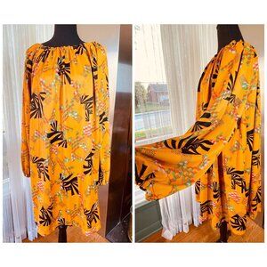 Vintage 70s oversized blouse, puffy sleeves top, yellow black green orange